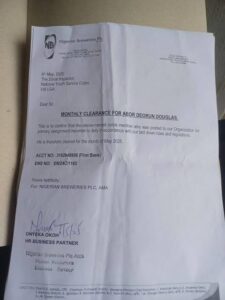 Sample of NYSC Monthly Clearance Letter from PPA pdf